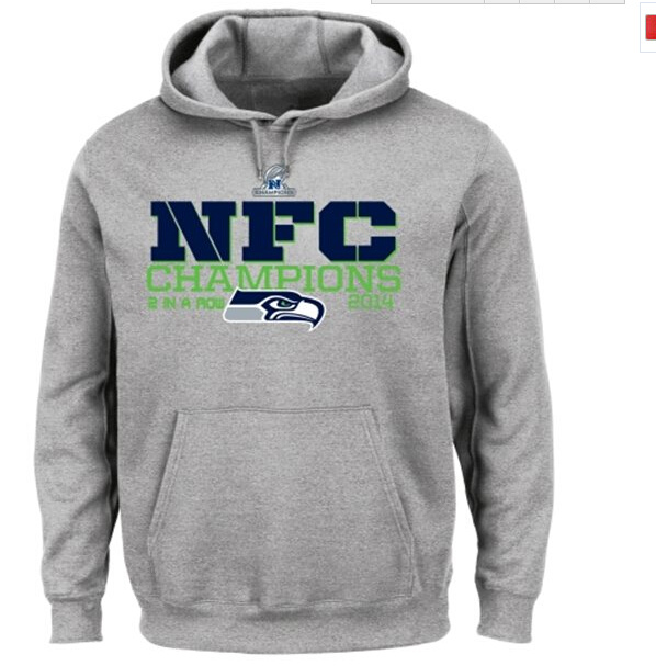 Nike Seahawks 2014 NFC Conference Champions Hoodies Grey - Click Image to Close