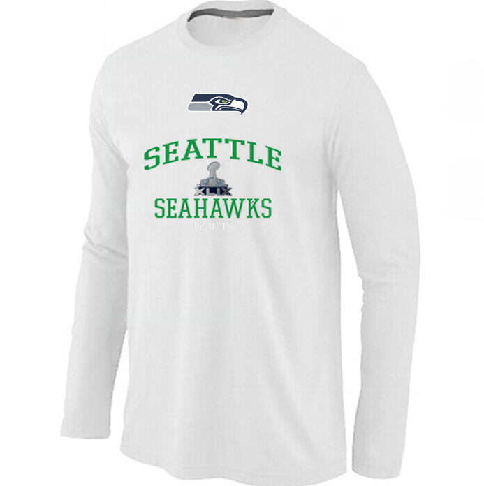 Nike Seattle Seahawks 2015 Super Bowl XLIX Long Sleeve White T-Shirts - Click Image to Close
