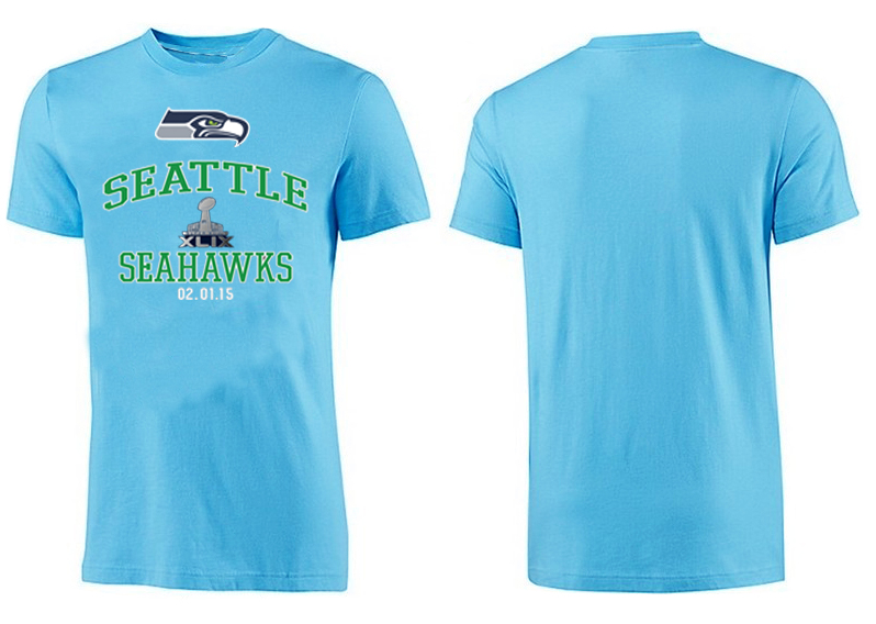 Nike Seattle Seahawks 2015 Super Bowl XLIX L.Blue T-Shirts02