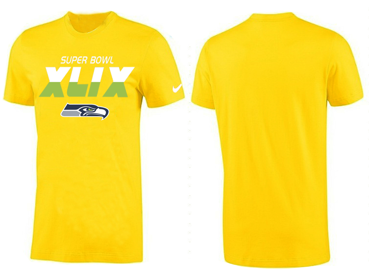 Nike Seattle Seahawks 2015 Super Bowl XLIX Yellow T-Shirts - Click Image to Close