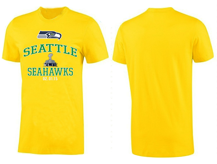 Nike Seattle Seahawks 2015 Super Bowl XLIX Yellow T-Shirts02