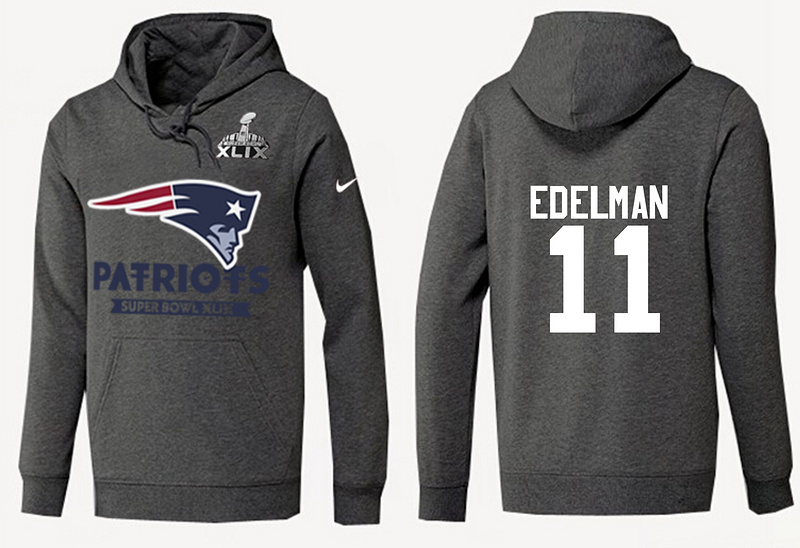 Nike Patriots 11 Edelman D.Grey 2015 Super Bowl XLIX Pullover Hoodies
