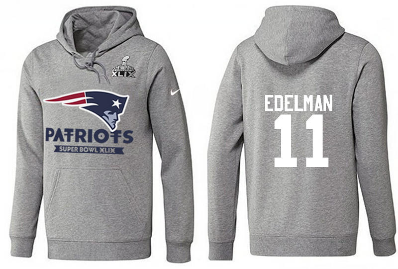 Nike Patriots 11 Edelman Grey 2015 Super Bowl XLIX Pullover Hoodies Nike Patriots 11 Edelman Grey 2015 Super Bowl XLIX Pullover Hoodies