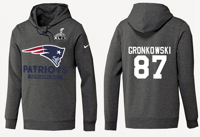 Nike Patriots 87 Gronkowski D.Grey 2015 Super Bowl XLIX Pullover Hoodies