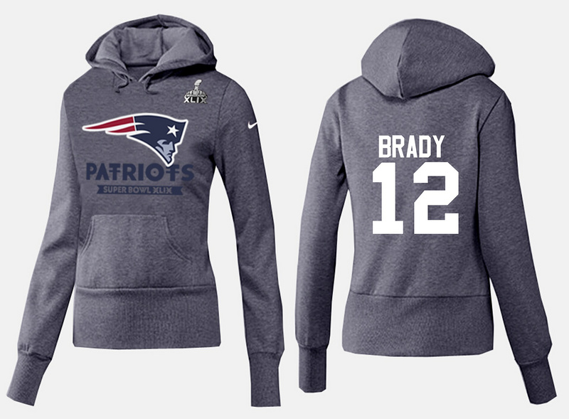 Nike Patriots 12 Brady D.Grey 2015 Super Bowl XLIX Women Pullover Hoodies Nike Patriots 12 Brady D.Grey 2015 Super Bowl XLIX Women Pullover Hoodies