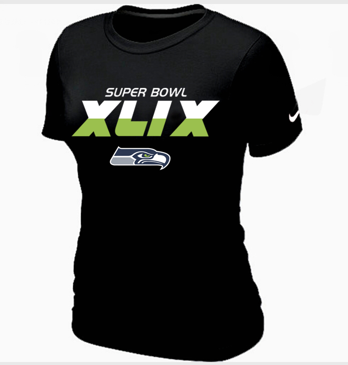 Nike Seattle Seahawks 2015 Super Bowl XLIX Black Women T-Shirts