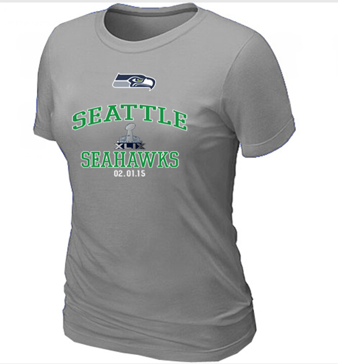 Nike Seattle Seahawks 2015 Super Bowl XLIX Grey Women T-Shirts02
