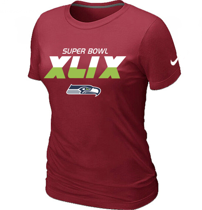 Nike Seattle Seahawks 2015 Super Bowl XLIX Red Women T-Shirts