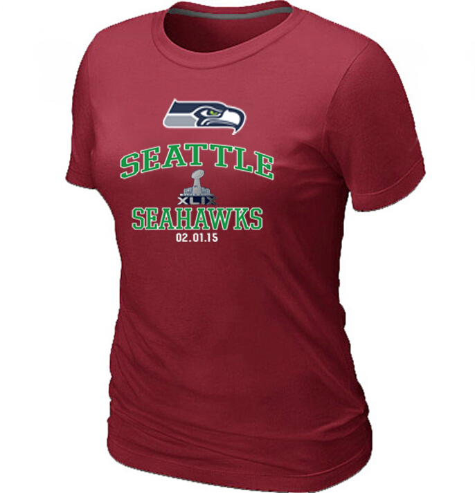 Nike Seattle Seahawks 2015 Super Bowl XLIX Red Women T-Shirts02