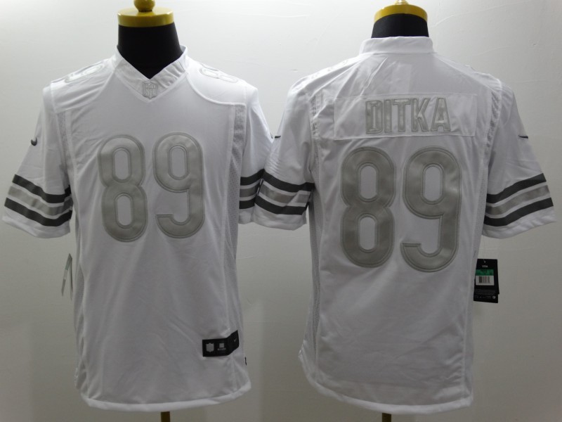 Nike Bears 89 Ditka White Platinum Limited Jerseys