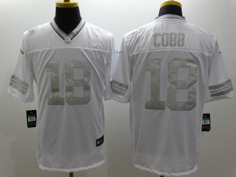 Nike Packers 18 Cobb White Platinum Limited Jerseys - Click Image to Close