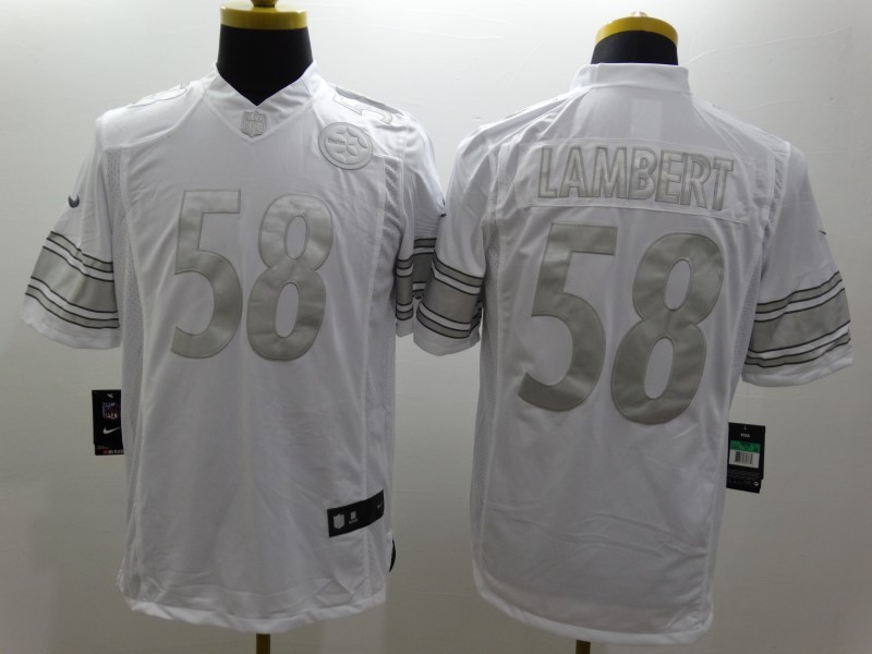 Nike Steelers 58 Lambert White Platinum Limited Jerseys - Click Image to Close