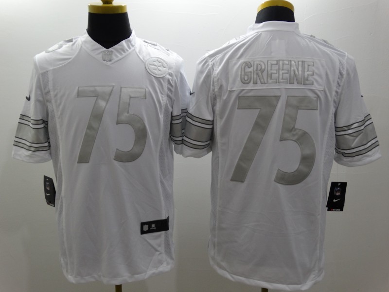 Nike Steelers 75 Greene White Platinum Limited Jerseys