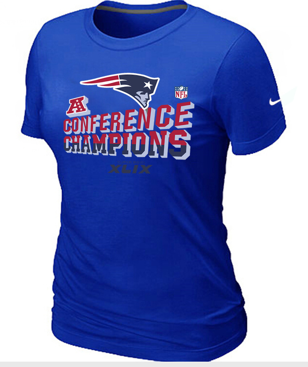 Nike Patriots 2015 Super Bowl XLIX Blue Women T-Shirts