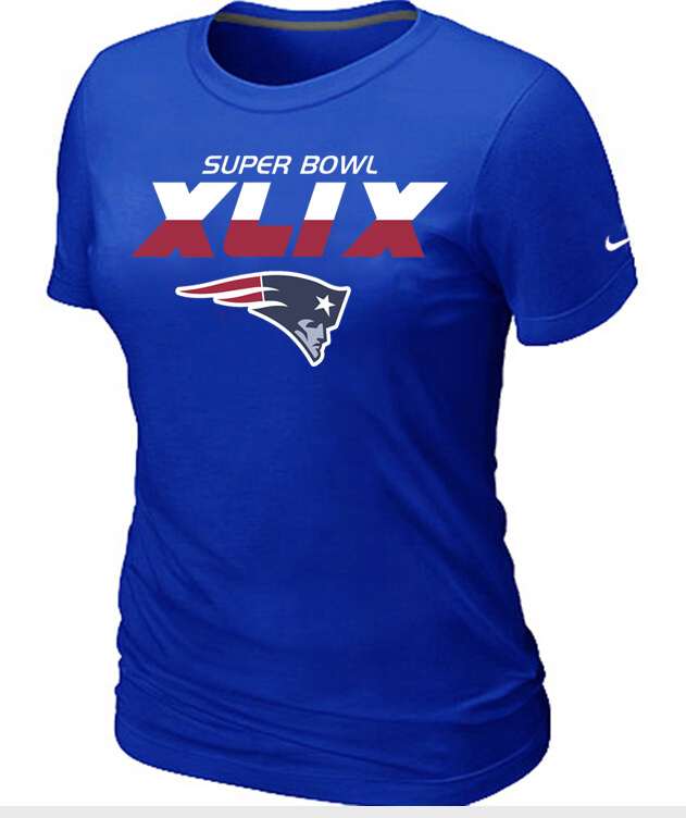 Nike Patriots 2015 Super Bowl XLIX Blue Women T-Shirts02