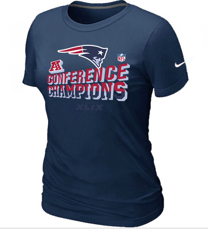 Nike Patriots 2015 Super Bowl XLIX D.Blue Women T-Shirts