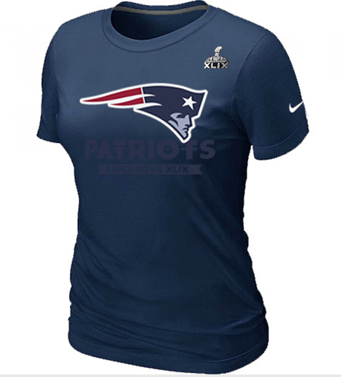 Nike Patriots 2015 Super Bowl XLIX D.Blue Women T-Shirts03