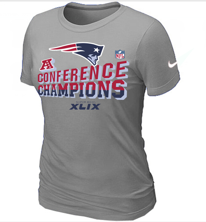 Nike Patriots 2015 Super Bowl XLIX Grey Women T-Shirts