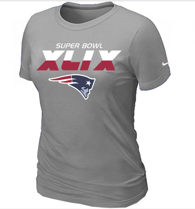 Nike Patriots 2015 Super Bowl XLIX Grey Women T-Shirts02
