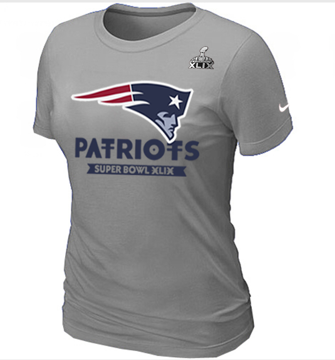 Nike Patriots 2015 Super Bowl XLIX Grey Women T-Shirts03