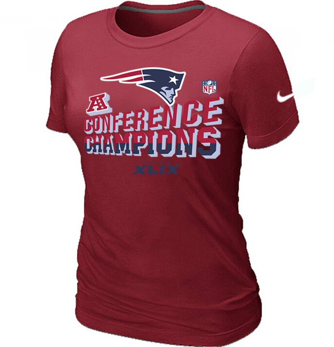 Nike Patriots 2015 Super Bowl XLIX Red Women T-Shirts