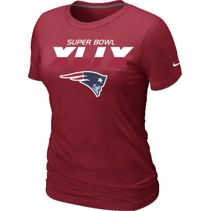 Nike Patriots 2015 Super Bowl XLIX Red Women T-Shirts02