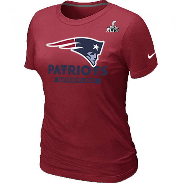 Nike Patriots 2015 Super Bowl XLIX Red Women T-Shirts03
