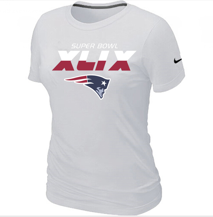 Nike Patriots 2015 Super Bowl XLIX White Women T-Shirts