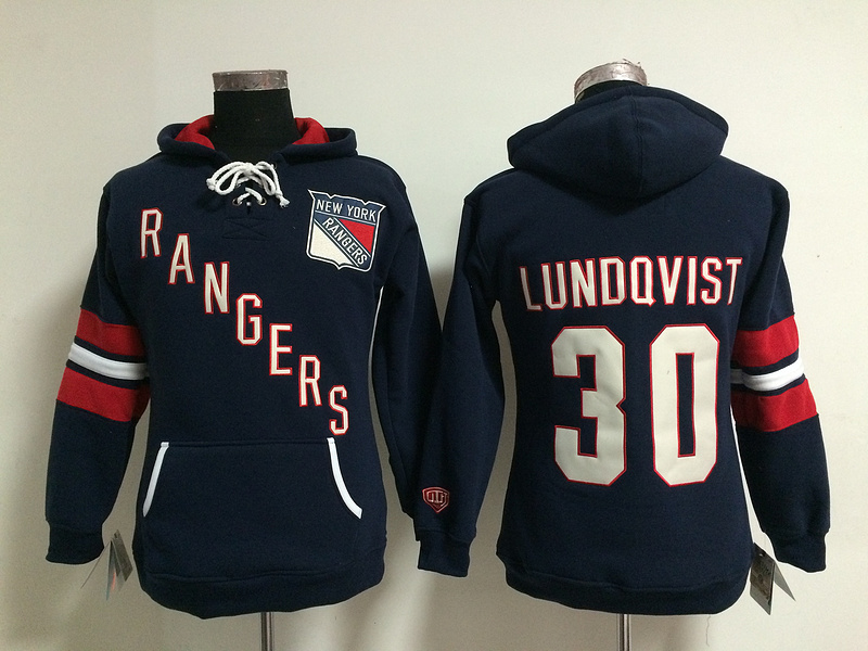 Rangers 30 Lundqvist Blue Women Hooded Jersey - Click Image to Close