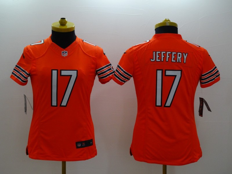 Nike Bears 17 Jeffery Orange Women Limited Jerseys