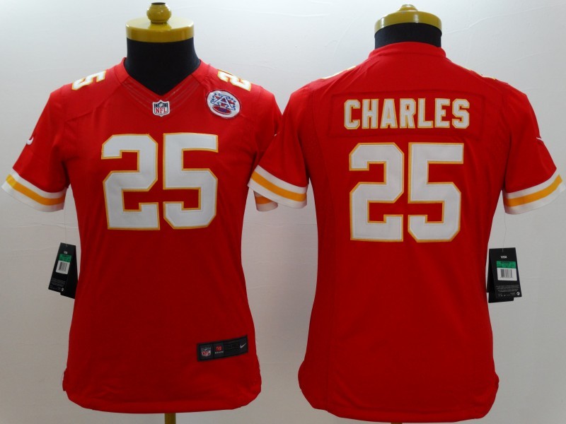 Nike Chiefs 25 Charles Red Women Limited Jerseys