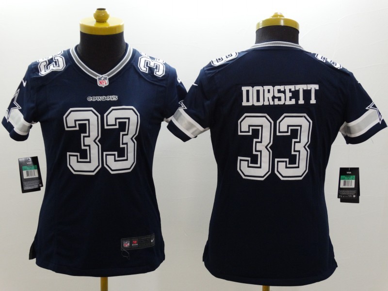 Nike Cowboys 33 Dorsett Blue Women Limited Jerseys