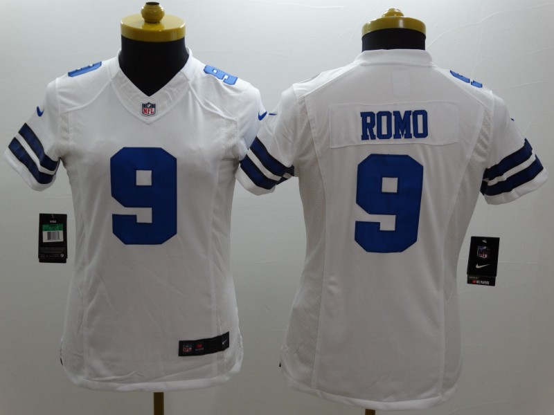 Nike Cowboys 9 Romo White Women Limited Jerseys