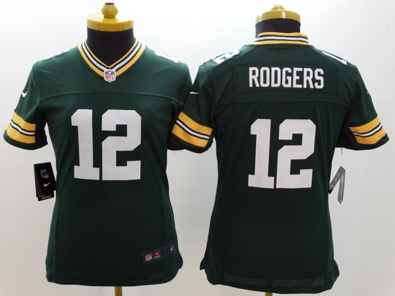 Nike Packers 12 Rodgers Green Women Limited Jerseys