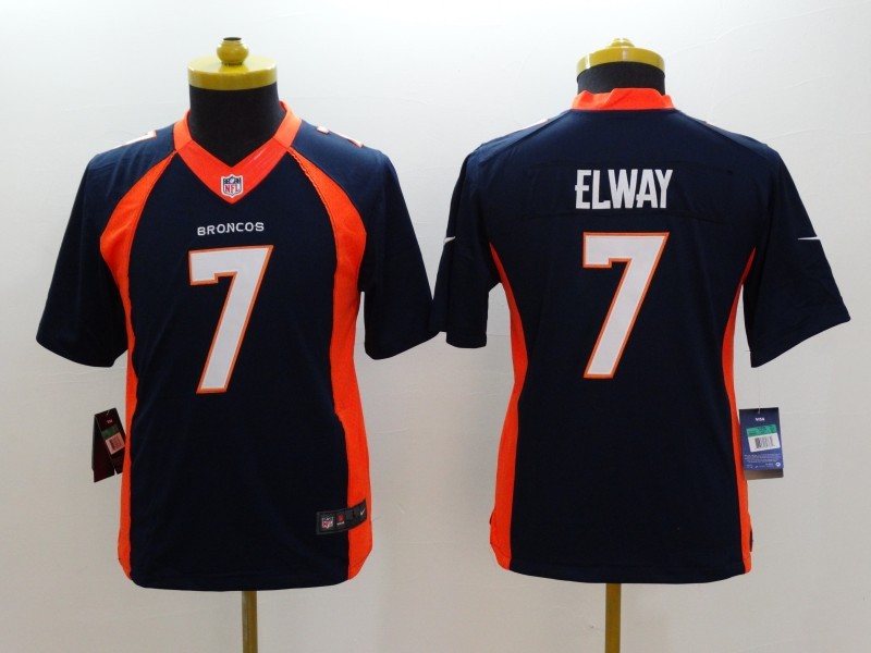 Nike Broncos 7 Elway Blue Kids Limited Jerseys