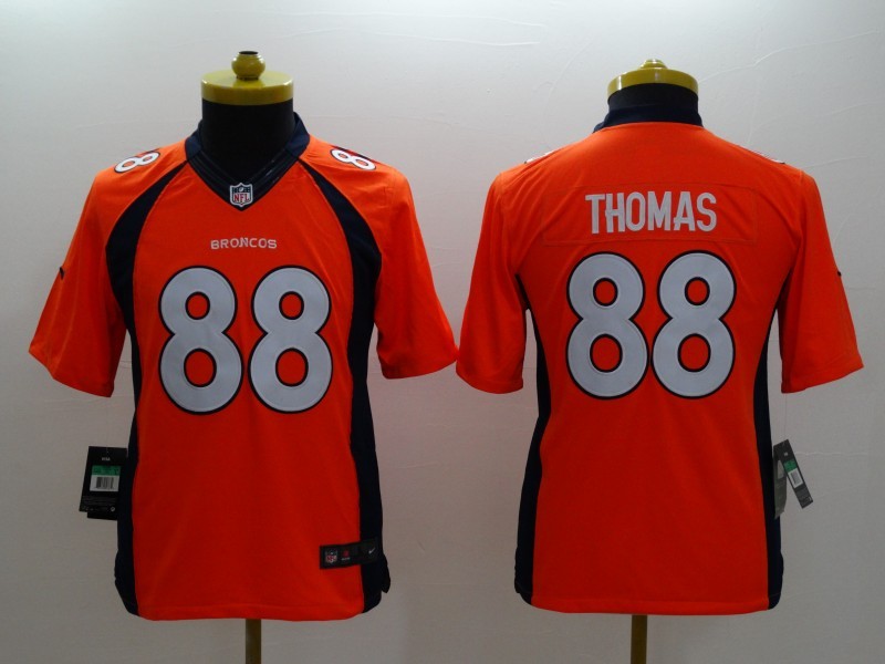 Nike Broncos 88 Thomas Orange Kids Limited Jerseys - Click Image to Close
