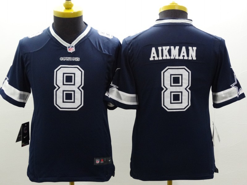 Nike Cowboys 8 Aikman Blue Kids Limited Jerseys