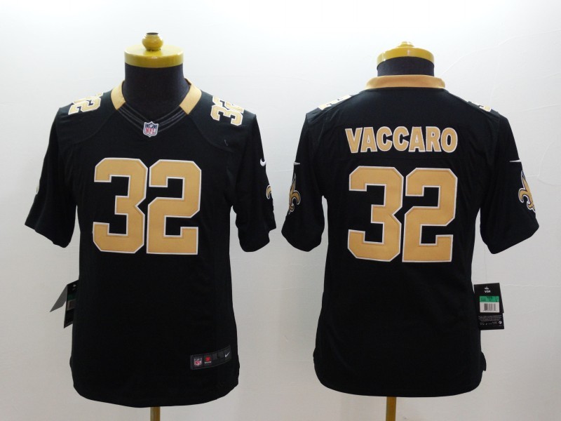Nike Saints 32 Vaccaro Black Kids Limited Jerseys