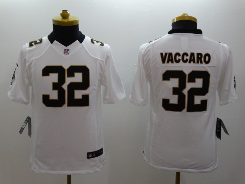 Nike Saints 32 Vaccaro White Kids Limited Jerseys