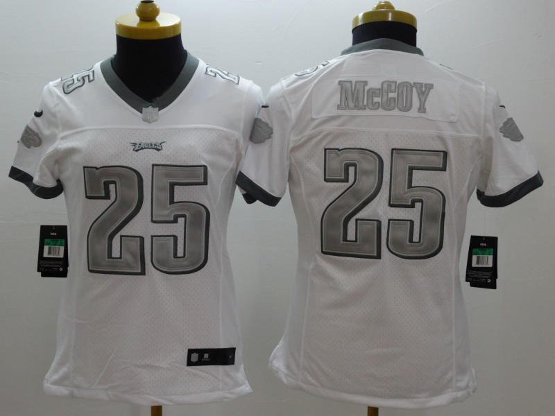 Nike Eagles 25 McCoy White Platinum Women Limited Jerseys