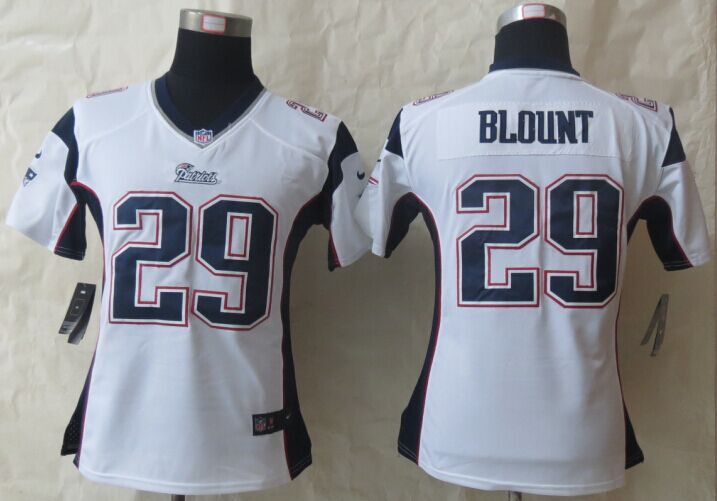 Nike Patriots 29 Blount White Women Game Jerseys