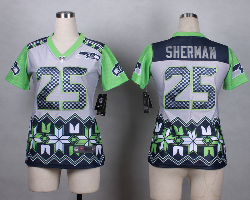 Nike Seahawks 25 Sherman Noble Fashion Women Jerseys