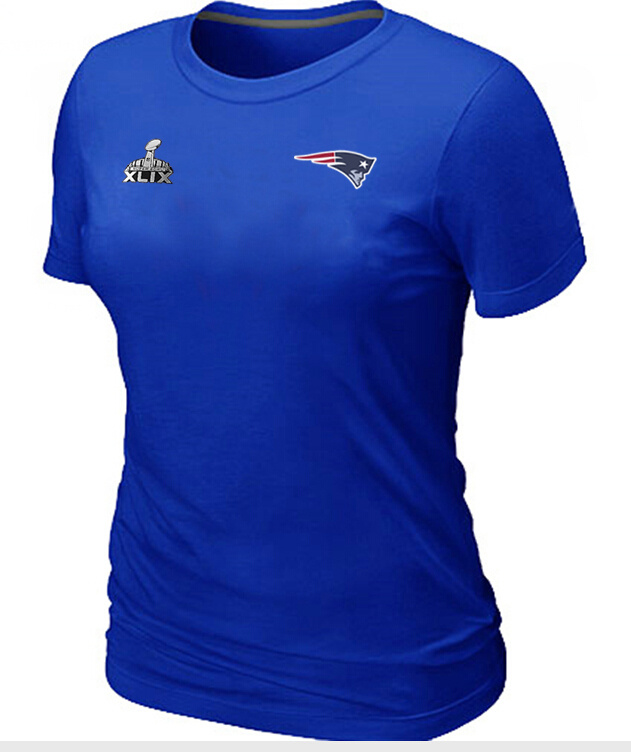Nike New England Patriots 2015 Super Bowl XLIX Blue Women T-Shirts