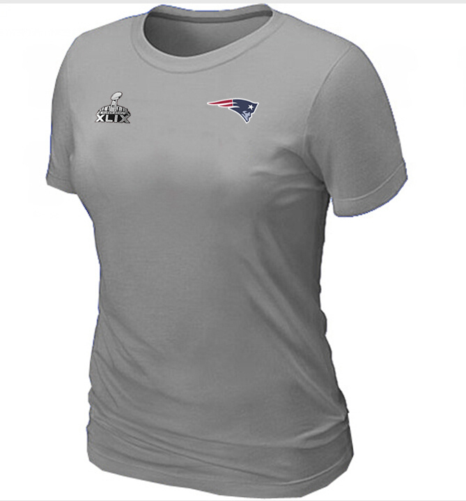Nike New England Patriots 2015 Super Bowl XLIX Grey Women T-Shirts
