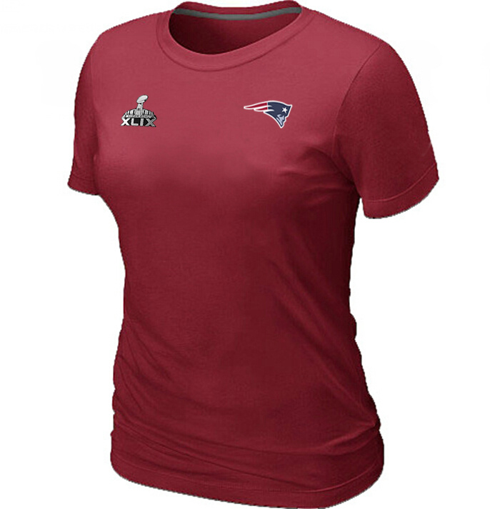 Nike New England Patriots 2015 Super Bowl XLIX Red Women T-Shirts