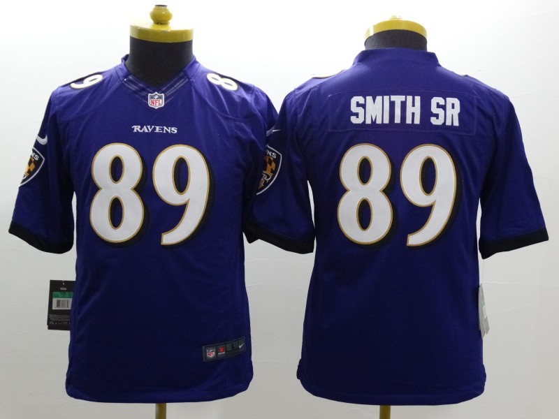 Nike Ravens 89 Smith Sr Purple Limited Jerseys