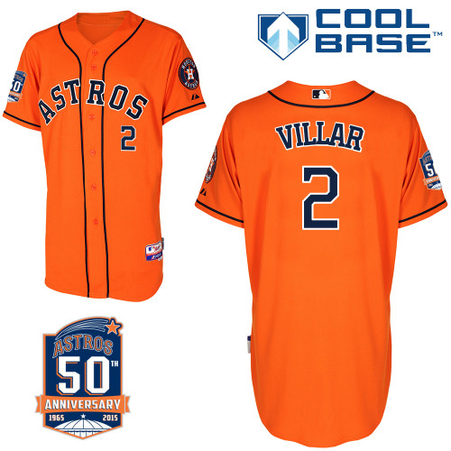 Astros 2 Villar Orange 50th Anniversary Patch Cool Base Jerseys