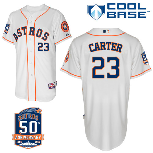 Astros 23 Carter White 50th Anniversary Patch Cool Base Jerseys
