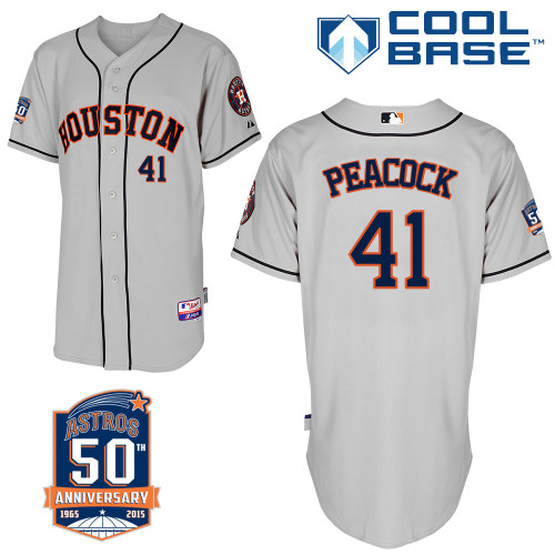 Astros 41 Peacock Grey 50th Anniversary Patch Cool Base Jerseys