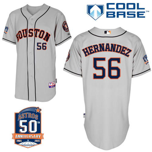 Astros 56 Hernandez Grey 50th Anniversary Patch Cool Base Jerseys
